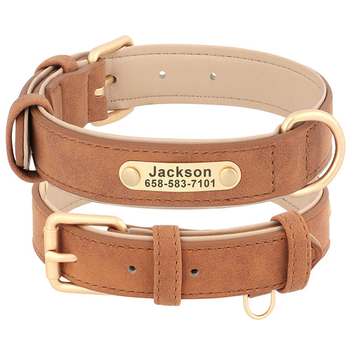 Personalized Dog Collar Custom PU Leather Dog Collars Free Engraved