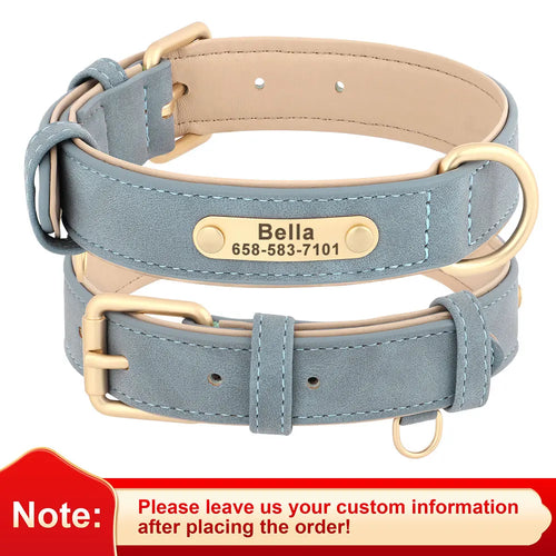 Personalized Dog Collar Leash PU Leather Dog Collars Pet Walking Lead