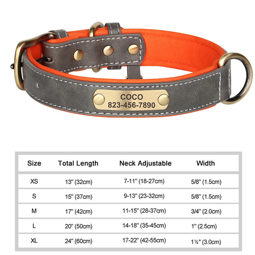 Personalized Dog Collar Custom Engraved PU Leather Dog Collars Free