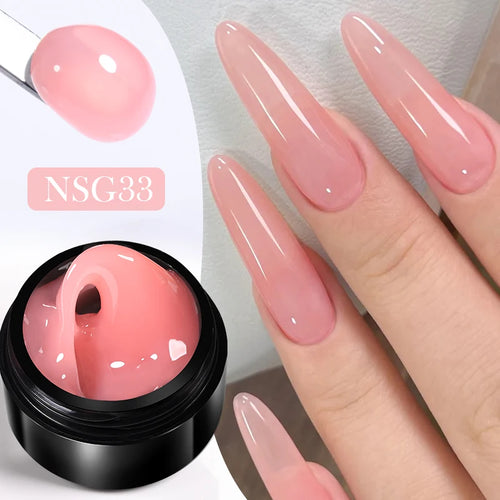 BORN PRETTY Jelly Nude Pink Non Stick Hand Solid Extension Nail Gel