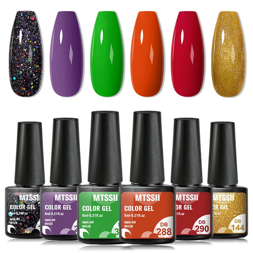 6PCS/SET Color Nail Gel Polish Set Kits  Base Top Coat  Varnish Soak