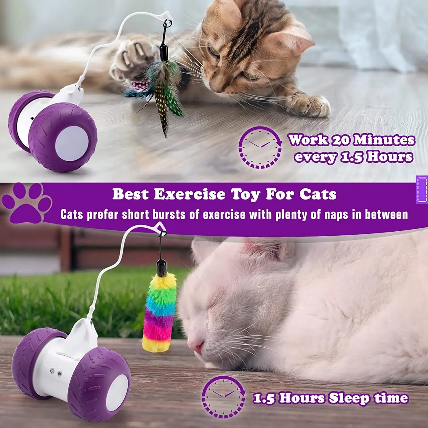 ATUBAN Automatic Cat Toys Interactive for Indoor Cats,Electric Robotic