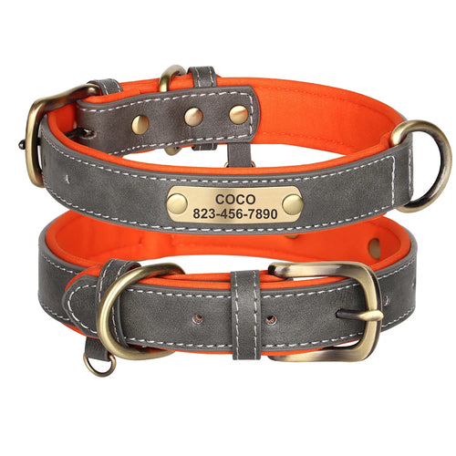 Personalized Dog Collar Custom PU Leather Dog Collars Free Engraved