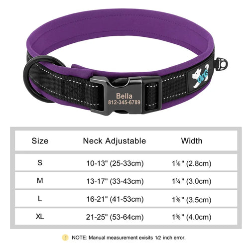 Reflective Personalized Dog Collar Engrave ID Nylon Collars Soft