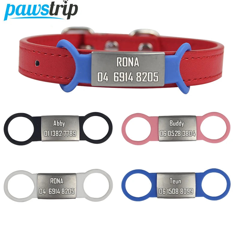 Personalized Pet Dog Tag Engraved Dog Collar Silicone Stainless Steel