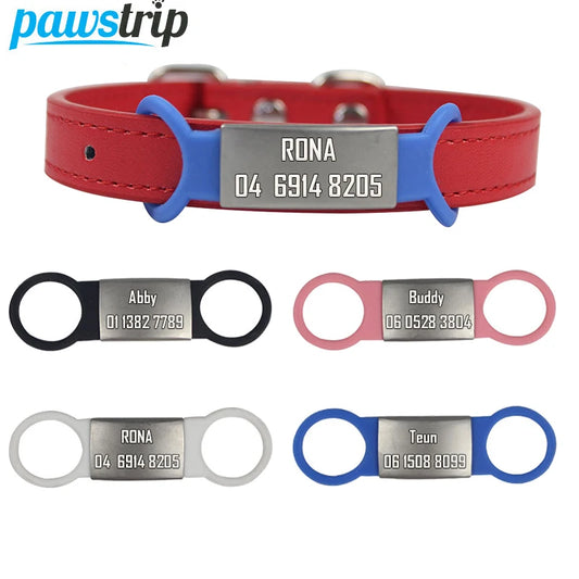 Personalized Pet Dog Tag Engraved Dog Collar Silicone Stainless Steel