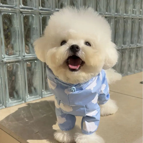 Ins Love Puppy Clothing All-in-one Waterproof Heart Cloud Print