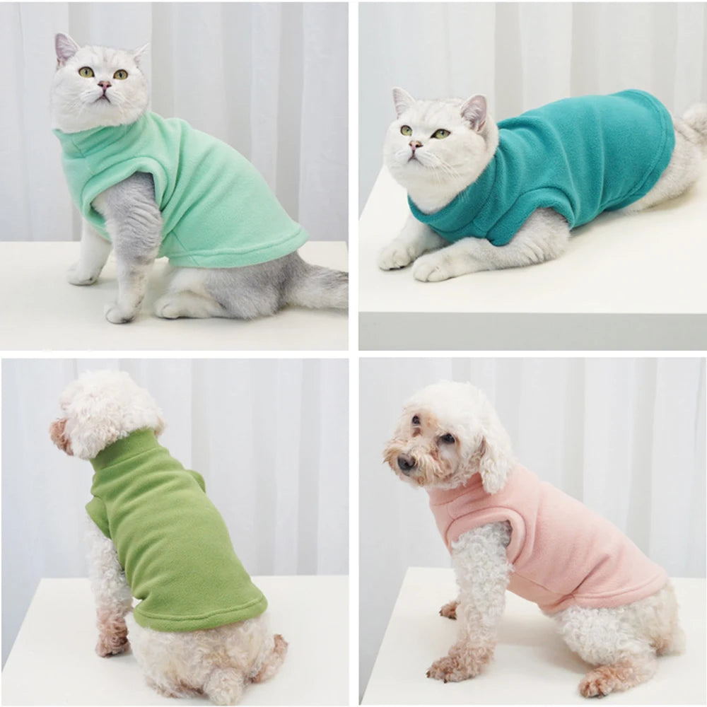 Fleece Cat Dog Jacket S to 8XL Spring Autumn Pet Clothes for Small