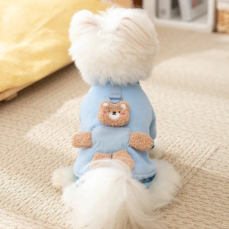 Autumn Winter Dog Clothes 2024 Dog Hoodies Pet Dog Coat Bear Pocket