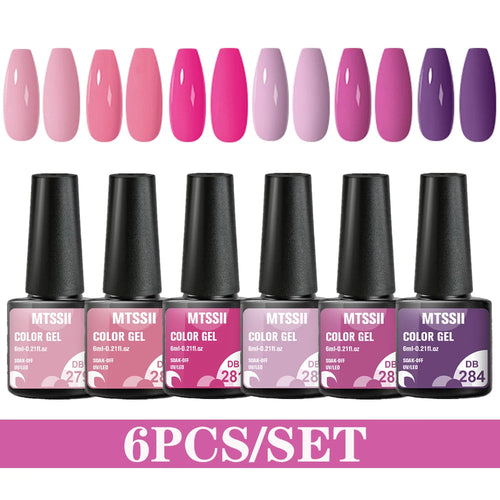 6PCS/SET Color Nail Gel Polish Set Kits  Base Top Coat  Varnish Soak