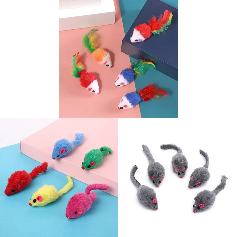 10Pcs Plush Simulation Mouse Interactive Cat Pet Catnip Teasing