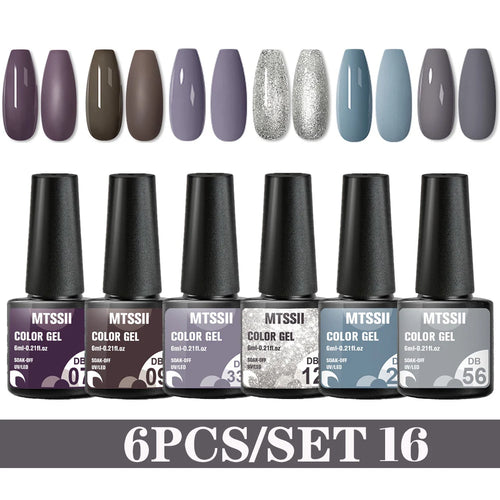 6PCS/SET Color Nail Gel Polish Set Kits  Base Top Coat  Varnish Soak