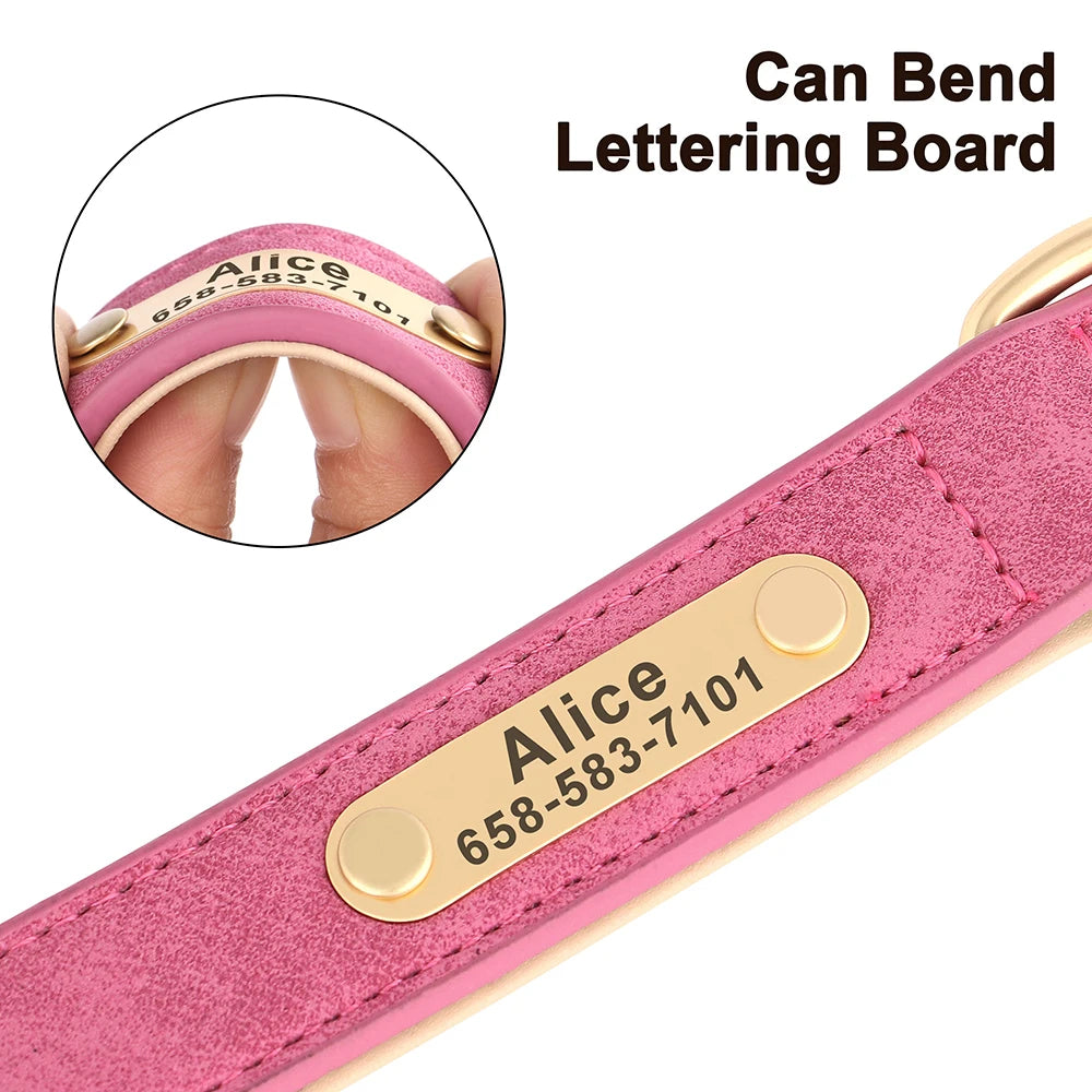 Personalized Dog Collar Custom PU Leather Dog Collars Free Engraved