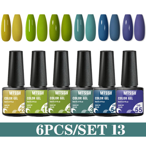 6PCS/SET Color Nail Gel Polish Set Kits  Base Top Coat  Varnish Soak