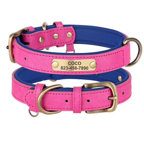 Personalized Dog Collar Custom PU Leather Dog Collars Free Engraved