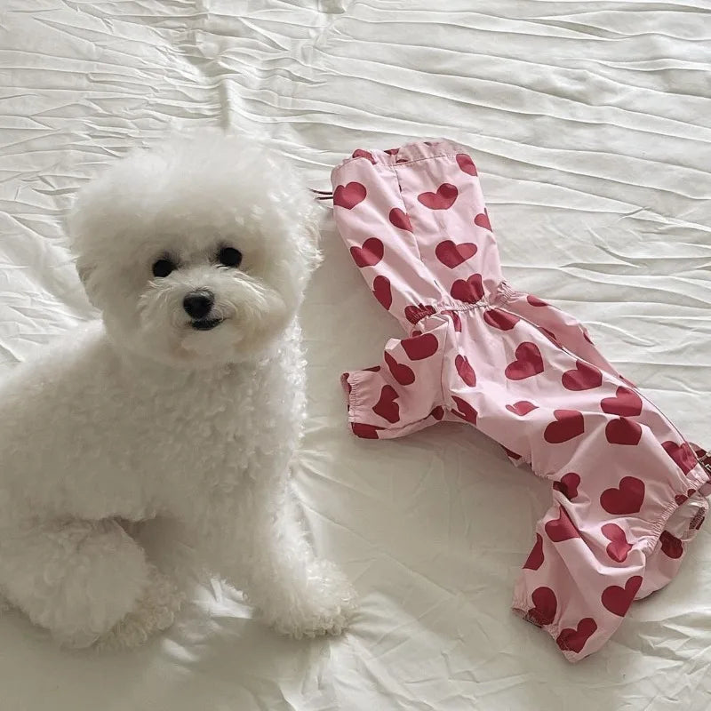 Ins Love Puppy Clothing All-in-one Waterproof Heart Cloud Print