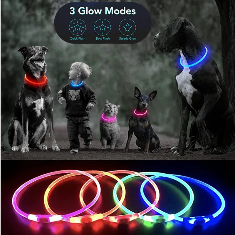 Led Luminous Dog Collar Light USB Charging Necklace, Flashing DIY