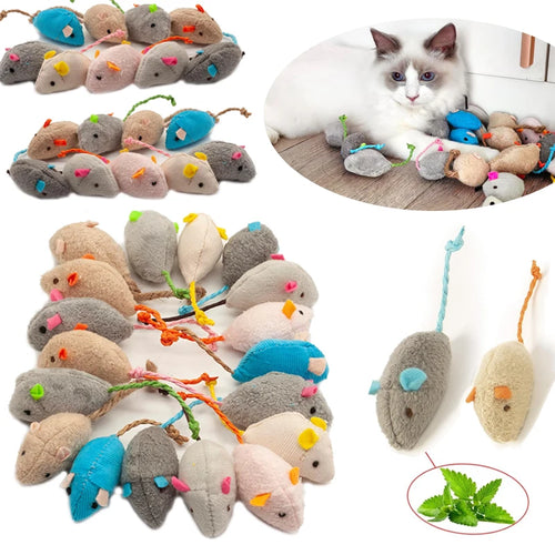 3/200pcs Rattle Cat Mouse Toys Also Prefilled Catnip Faux Fur Cat Mice