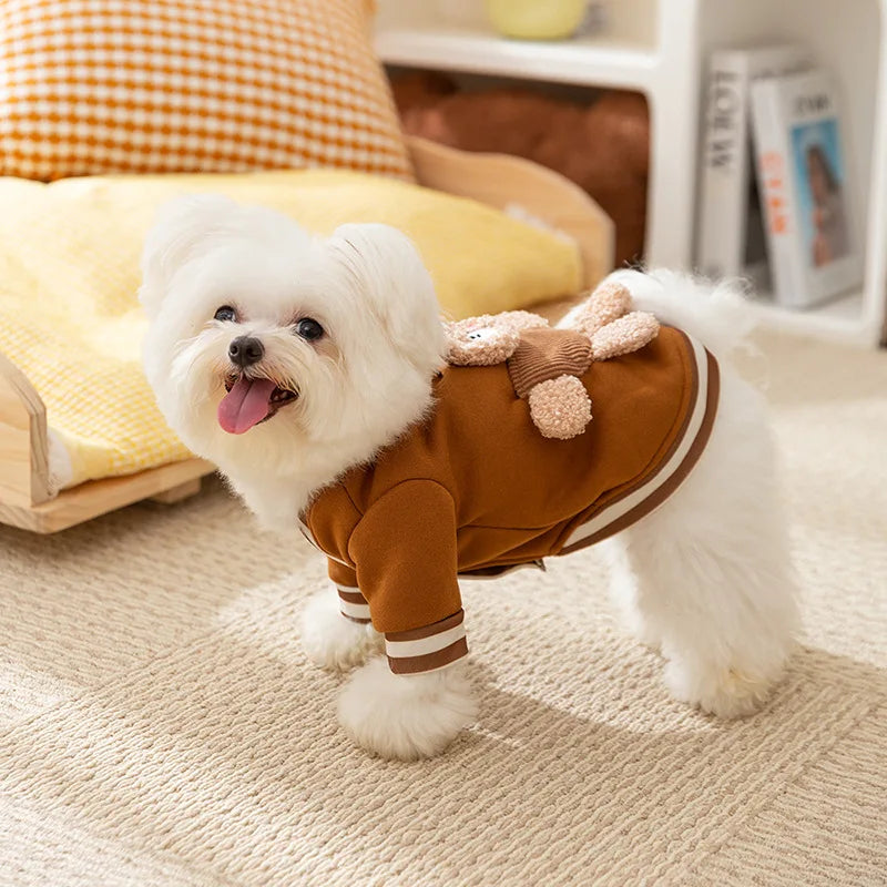 Autumn Winter Dog Clothes 2024 Dog Hoodies Pet Dog Coat Bear Pocket