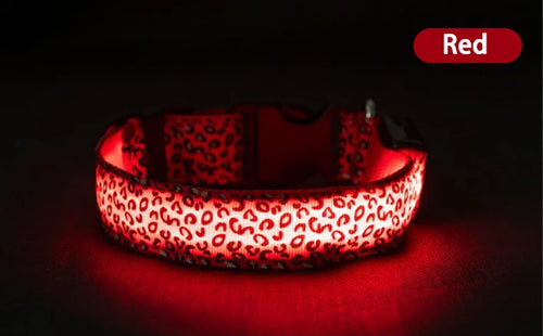 Pet LED Luminous Collar for Dog Adjustable Leopard Glow Cat Collar