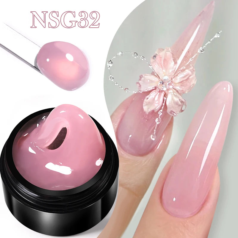 BORN PRETTY Jelly Nude Pink Non Stick Hand Solid Extension Nail Gel