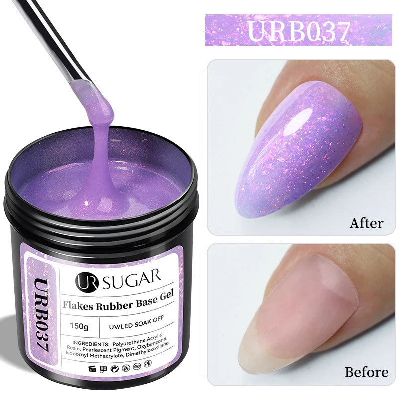 UR SUGAR 150g Rubber Base Gel Nail Polish Sparking Aurora Glitter