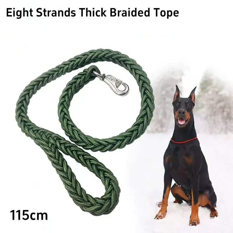 Large Dog Leash Nylon Braided Traction Rope Pet Walking Thick Hand