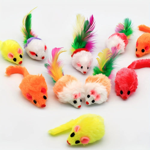 3/200pcs Rattle Cat Mouse Toys Also Prefilled Catnip Faux Fur Cat Mice