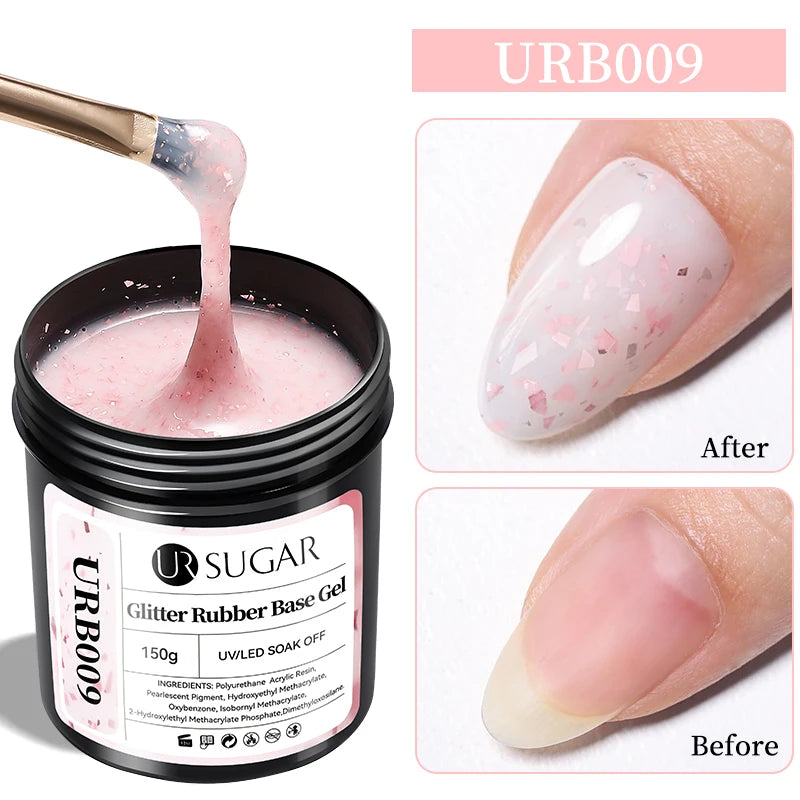 UR SUGAR 150g Rubber Base Gel Nail Polish Sparking Aurora Glitter