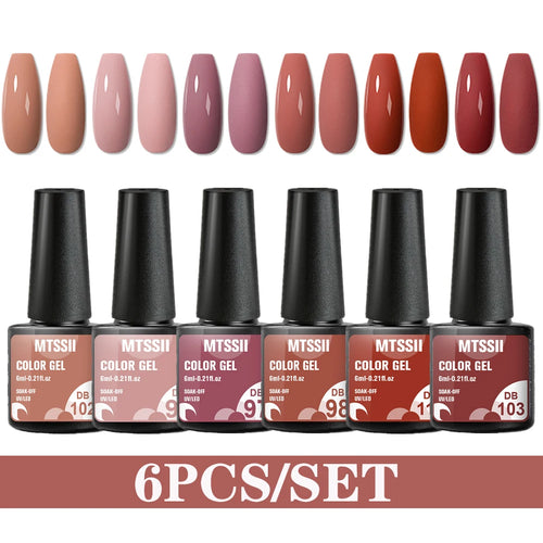 6PCS/SET Color Nail Gel Polish Set Kits  Base Top Coat  Varnish Soak