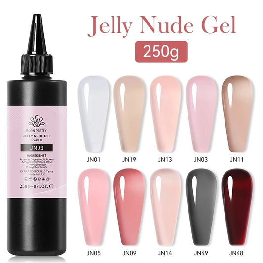 BORN PRETT 250g Jelly Gel Nail Polish Transparent Milky White Pink