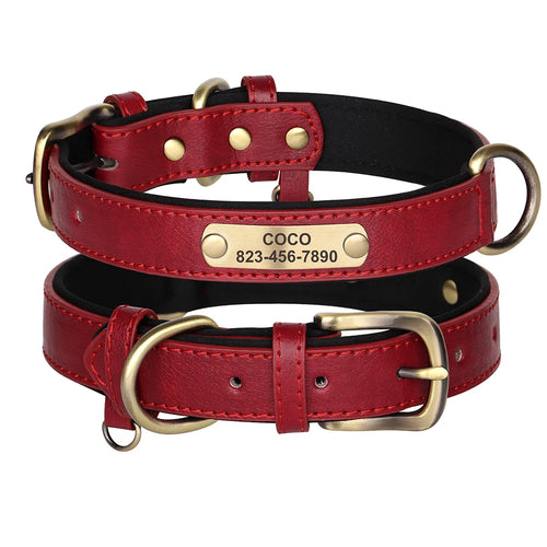 Personalized Dog Collar Custom PU Leather Dog Collars Free Engraved