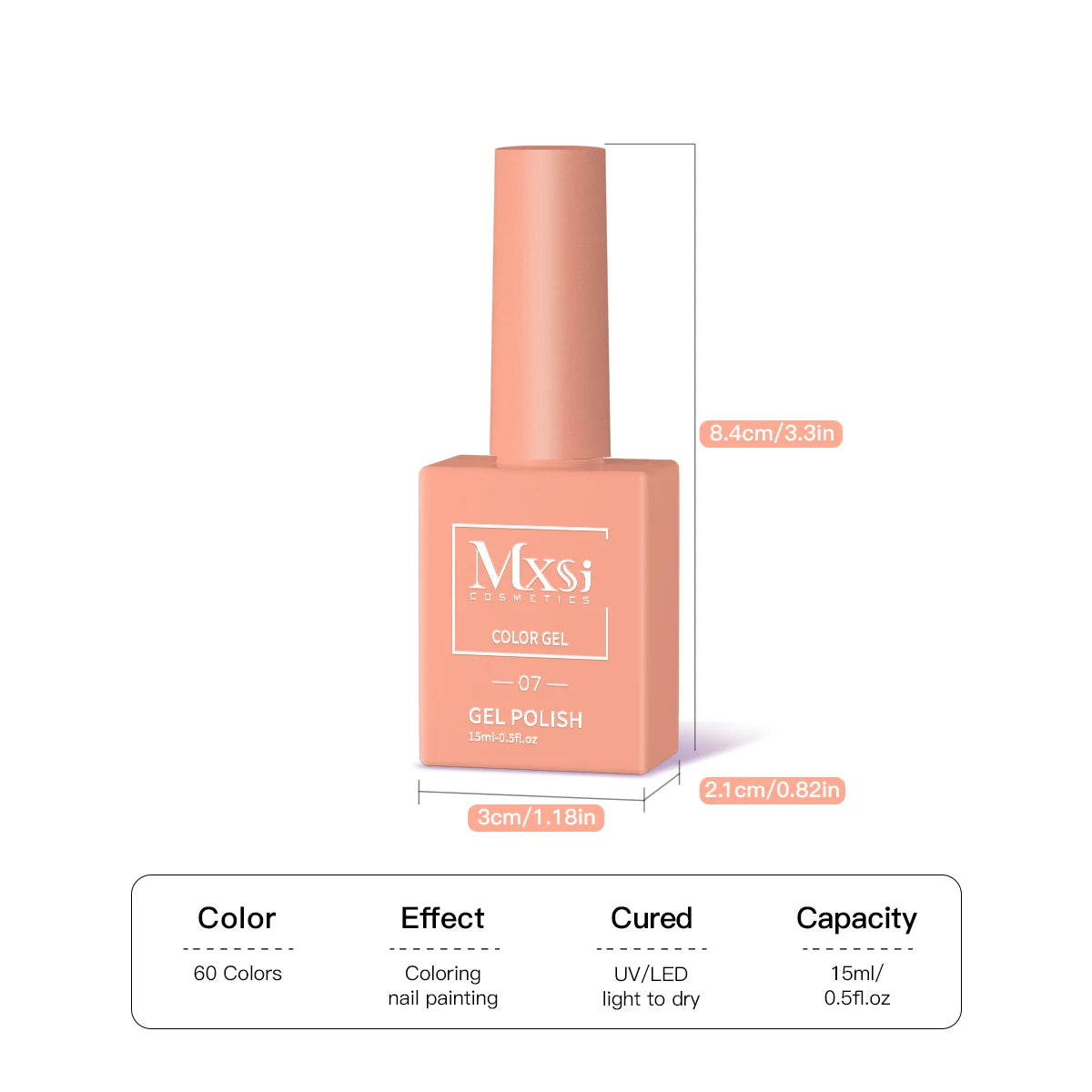 Mxsi 15ml Gel Nail Polish Neon Brown Royal Blue Red Green Pastal Nude