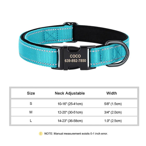 Reflective Personalized Dog Collar Engrave ID Nylon Collars Soft