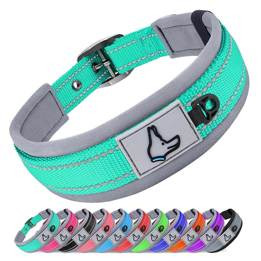 Padded Dog Collars for small Medium large Dogs Reflective Wide Pet