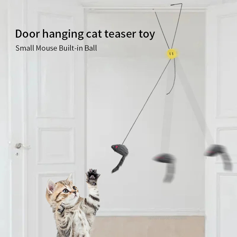 Interactive Cat Toy Hanging Clip Door Plush Mouse Self-hi Hanging Door