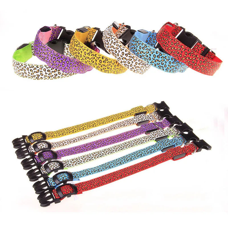 Pet LED Luminous Collar for Dog Adjustable Leopard Glow Cat Collar