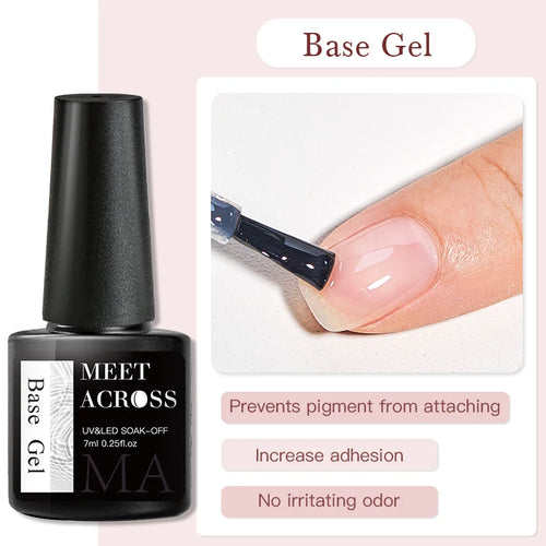 MEET ACROSS 7ml Base Top Coat Gel Polish Soak Off Semi Permanent UV