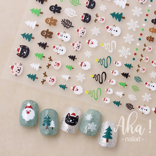 1PC Christmas Santa Claus Elk Nail Art Stickers 3D Snowflake New Year