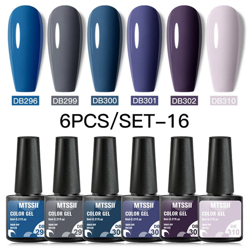 6PCS/SET Color Nail Gel Polish Set Kits  Base Top Coat  Varnish Soak