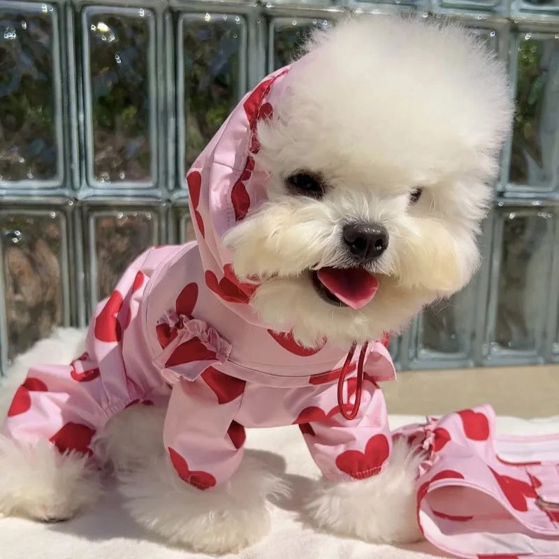 Ins Love Puppy Clothing All-in-one Waterproof Heart Cloud Print