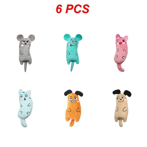 6-1PCS Catnip Toys Funny Interactive Plush Super Soft Pet Kitten Teeth