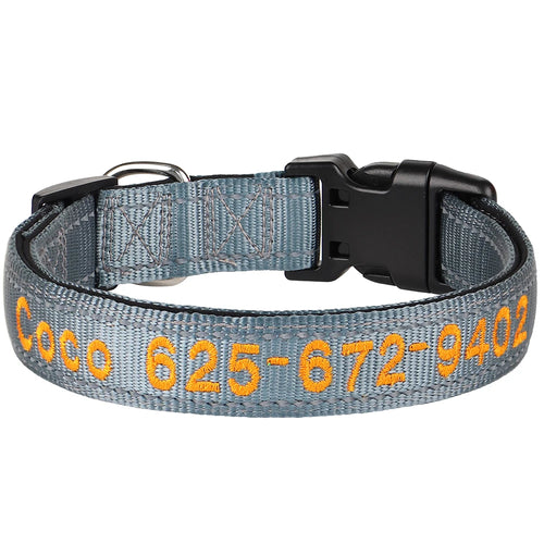 Embroidered Nylon Dog Collar Free Custom Dogs Collar Reflective Pet ID