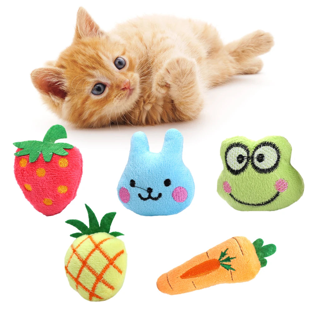 6-1PCS Catnip Toys Funny Interactive Plush Super Soft Pet Kitten Teeth