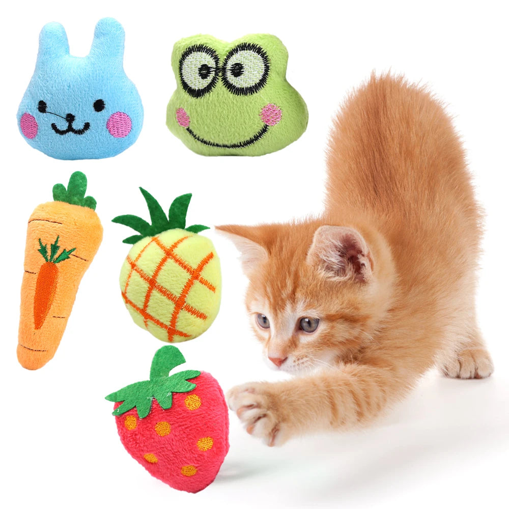 6-1PCS Catnip Toys Funny Interactive Plush Super Soft Pet Kitten Teeth