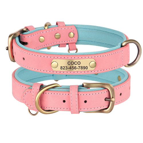 Personalized Dog Collar Custom PU Leather Dog Collars Free Engraved