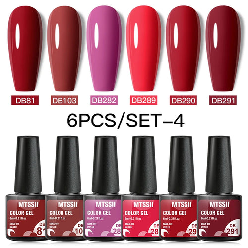 6PCS/SET Color Nail Gel Polish Set Kits  Base Top Coat  Varnish Soak