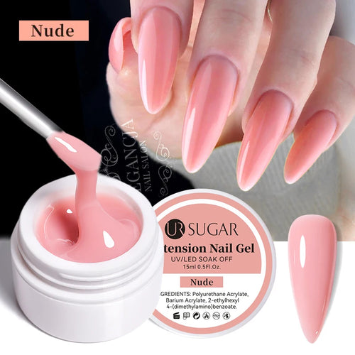 UR SUGAR 15ml Extension Nail Gel Polish Nails Finger Form Clear Nude