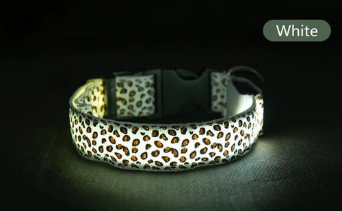 Pet LED Luminous Collar for Dog Adjustable Leopard Glow Cat Collar