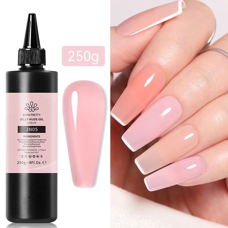 BORN PRETT 250g Jelly Gel Nail Polish Transparent Milky White Pink